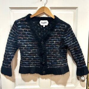 ⭐️RARE Corridor NY Alpaca Wool Silk Cropped Cardigan Retro Chunky Knit Size M